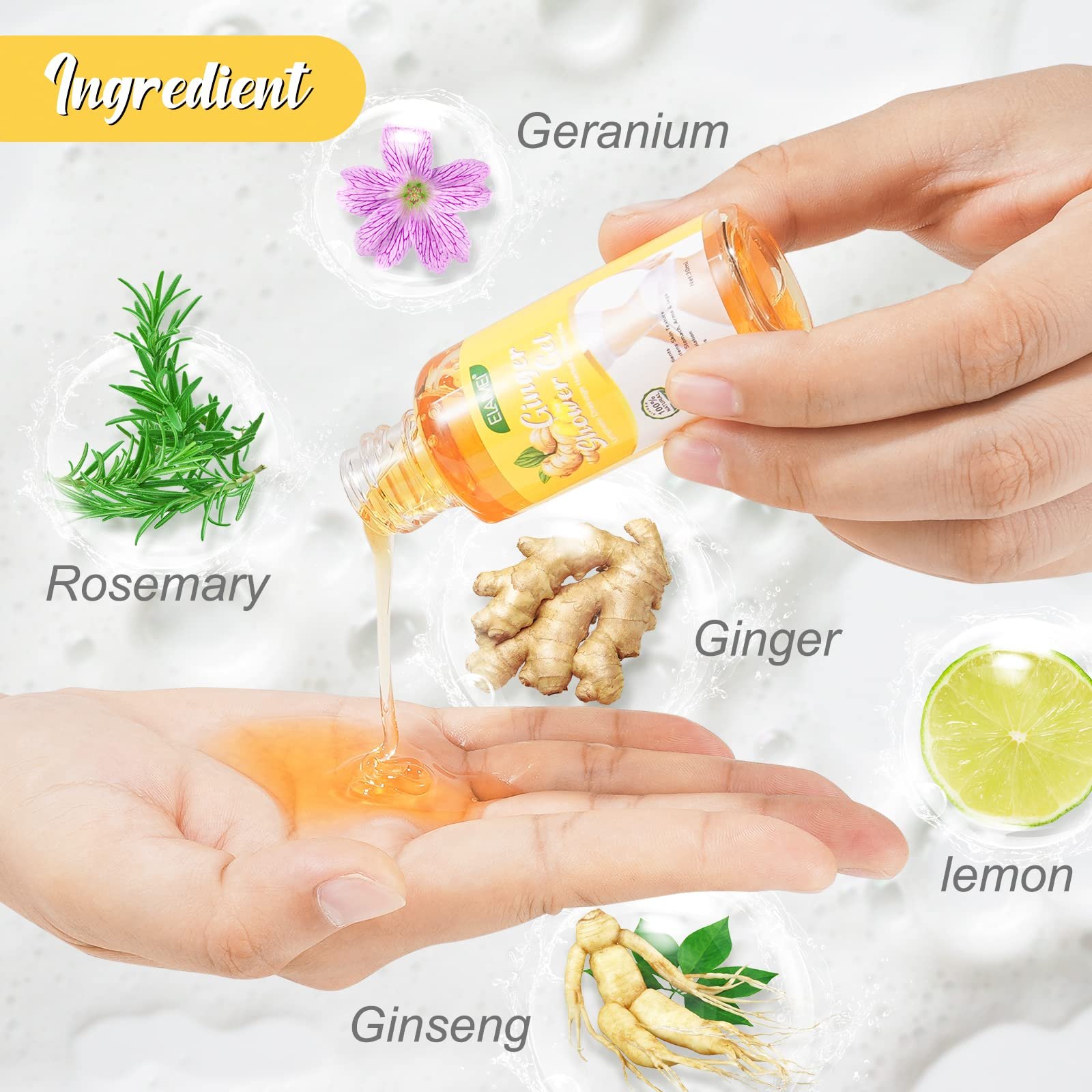 Травяной гель для душа для лимфодренажа Ginger Organic 3 х 30 мл, фото №6