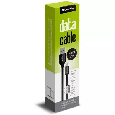 Дата кабель USB 2.0 AM to Micro 5P 1.0m black ColorWay (CW-CBUM002-BK), фото №4