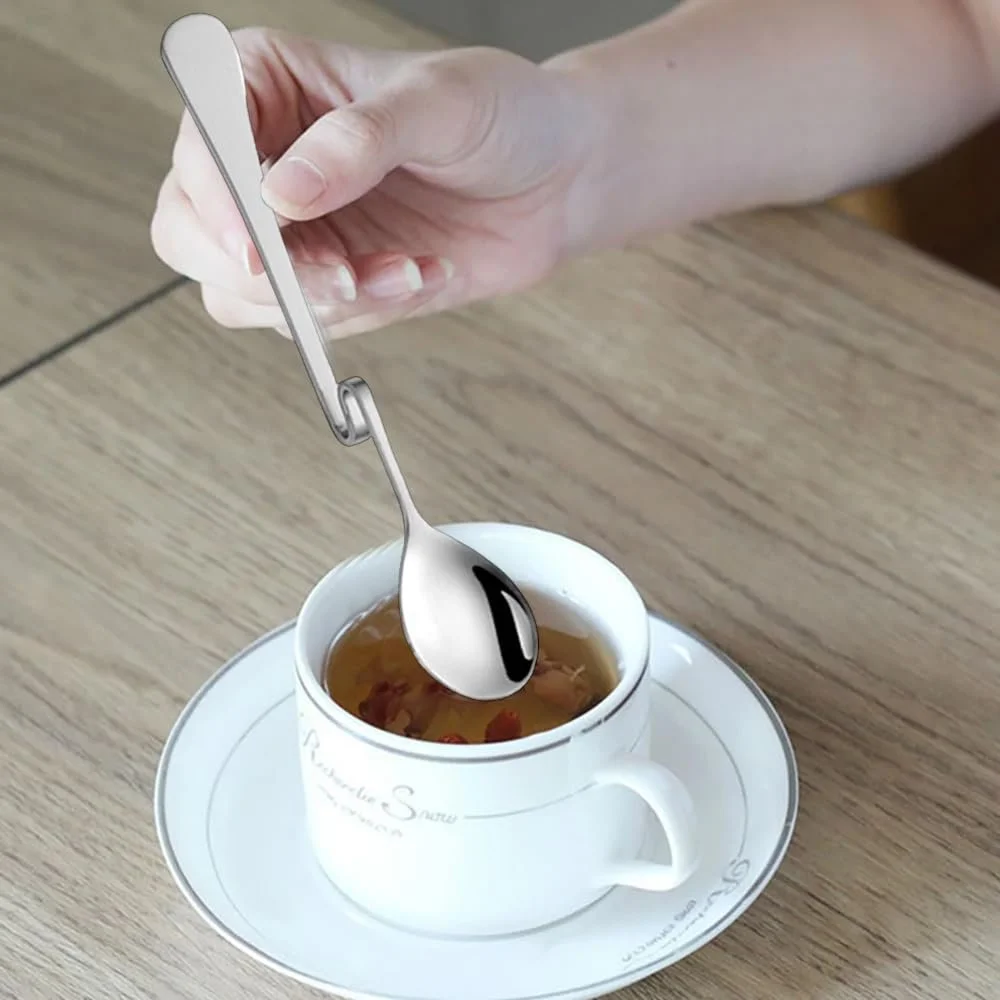 Подвесные ложки для кофе, 7 шт, из нержавеющей стали, с длинной ручкой и изогнутыми ручками для сиропа, йогурта, фото №5