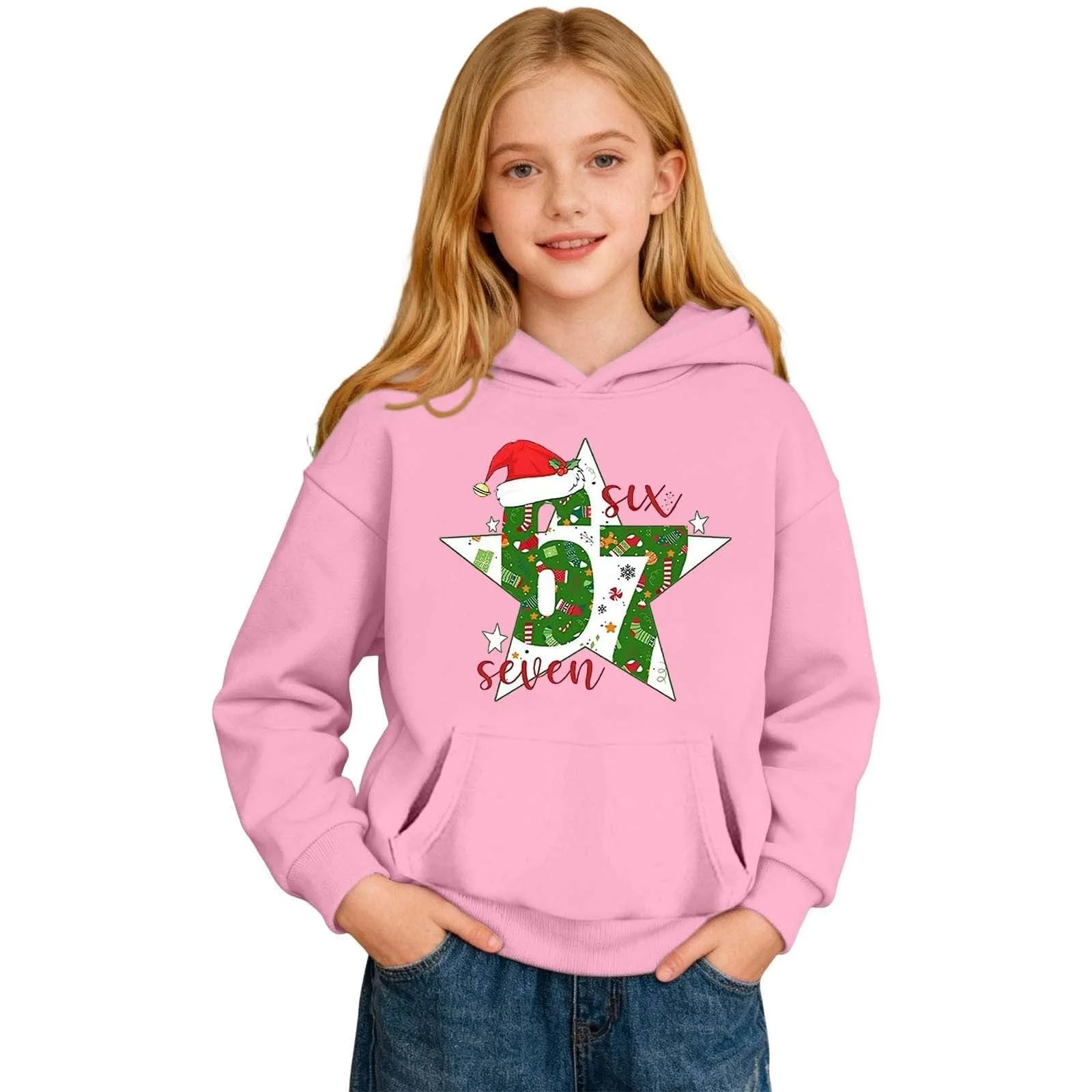 Худи Детский худи для девочек Удобная толстовка Повседневная мода Девичий худи с принтом Мягкая флисовая теплая толстовка для отдыха и игр Куртка-толстовка с длинными рукавами, фото №1