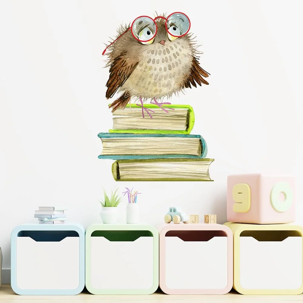 Наклейка на стену HGDESIGN Owl on Books Самоклеящаяся, фото №1