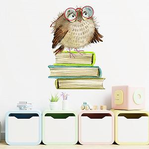 Наклейка на стіну HGDESIGN Owl on Books Самоклеюча - Фото 1