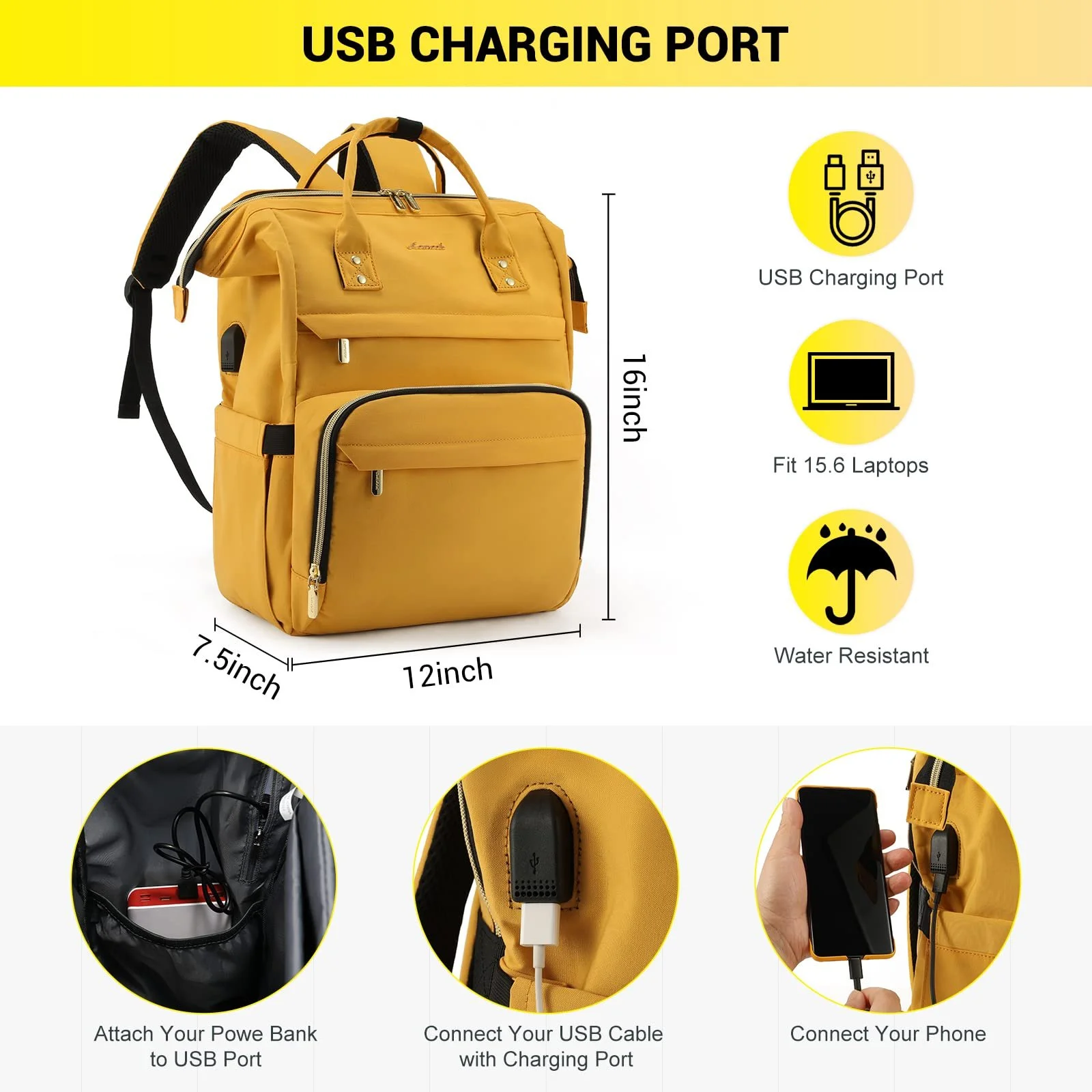 Рюкзак для ноутбука LOVEVOOK водонепроникний USB темно-сірий, фото №4 Рюкзак для ноутбука LOVEVOOK водонепроникний USB темно-сірий, фото №4