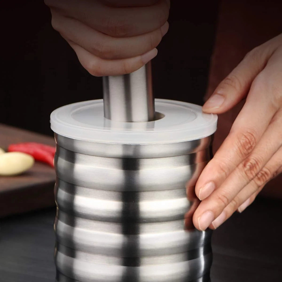 Ступка з товкачиком Подрібнювач спецій з нержавіючої сталі, фото №6