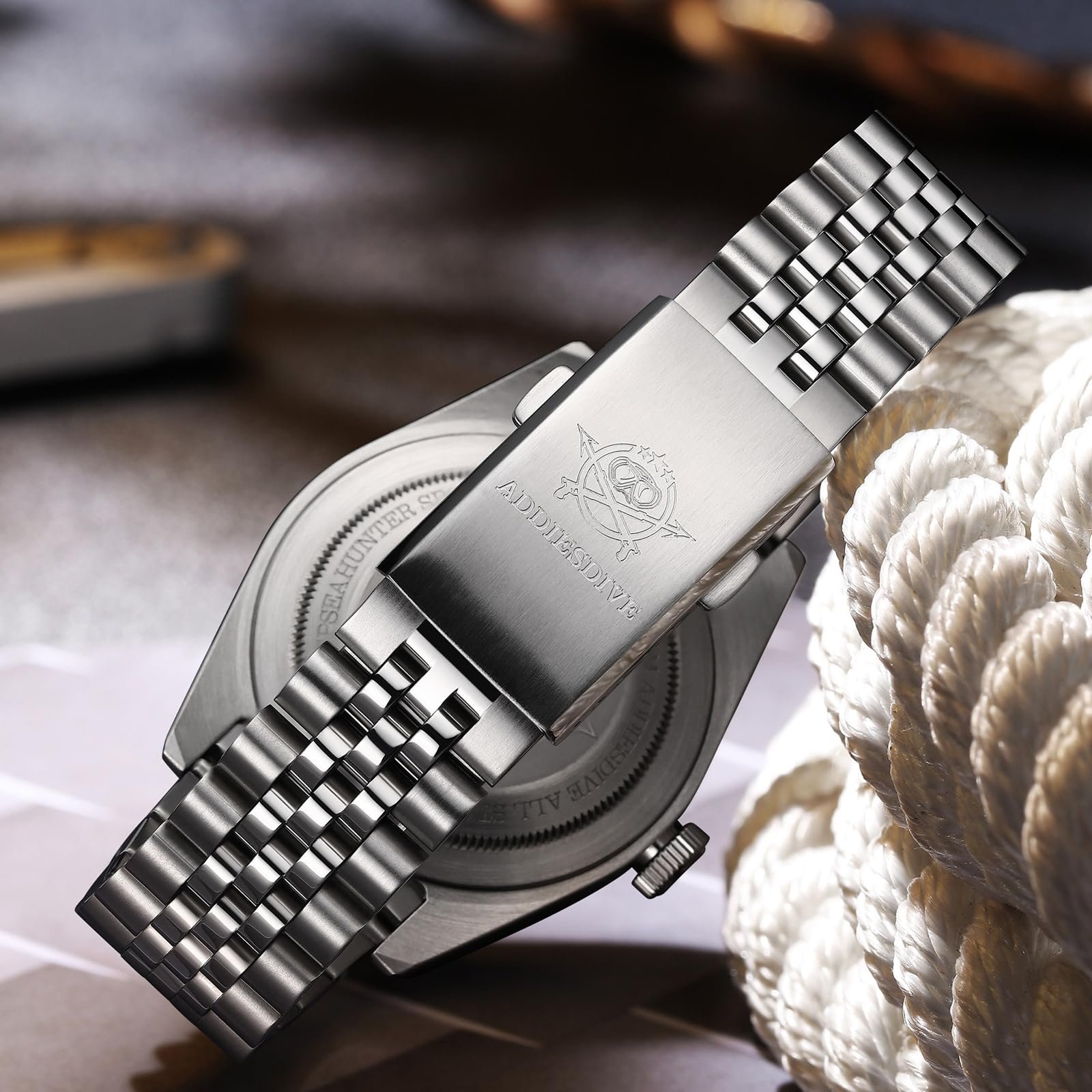 Чоловічий годинник ADDIESDIVE GMT Swiss Quartz Diver 200M Waterproof багатокольоровий світний циферблат білий класичний, фото №8