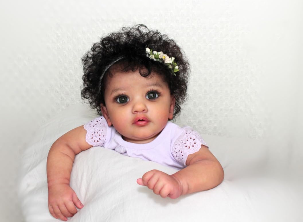 Кукла iCradle Reborn Baby 23 дюйма (58 см) Силикон Черная кожа Реалистичная Мягкое тело Ручная работа Для девочек Подарок на день рождения, фото №3