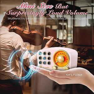 Портативна колонка Радіо Retro Bluetooth Greadio FM Слот TF і MP3-плеєр Рожевий synthetic.ua - Фото 1