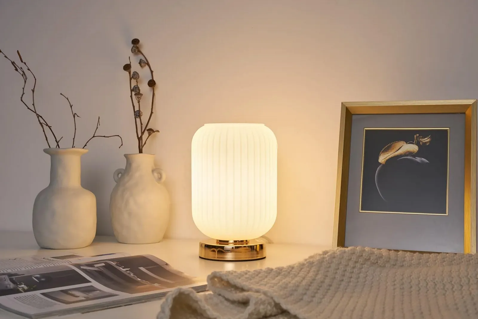 Настільна лампа Pauleen Noble Purity 48193 Скло Метал E27 Біла / Золото шампань, фото №2