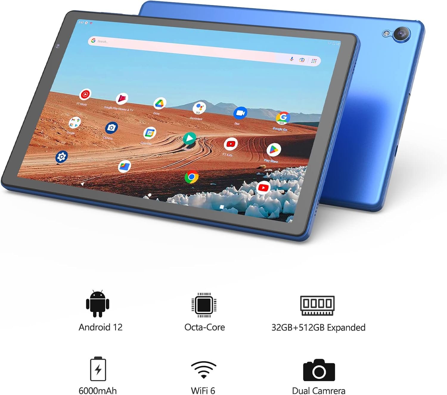 Планшет 10" PRITOM M10 (2+2)/32Gb Android 12 6000 mAh Синій, фото №2