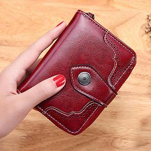 Кошелек Искусственная кожа Retro Oil Waxed Leather Женский Короткий Красный synthetic.ua - Фото 1