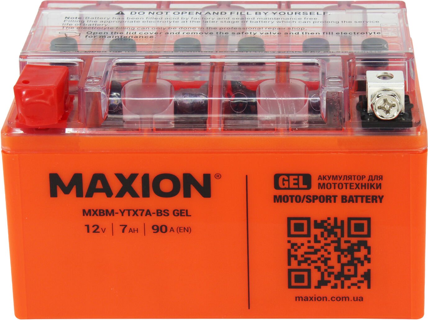 АКБ мото гелевий 12V 7-А/Ч L Maxion 150х87х94 YTX7A-BS GEL, фото №1