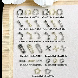 Украшения для ногтей Разные формы Punk Gothic Y2K кольца, конусы, звезды, заклепки, кресты, штанги, шипы, гранж, 50 шт synthetic.ua - Фото 1