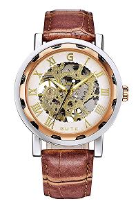 Механические наручные часы с ручным заводом GuTe Steampunk Bling Skeleton, корпус розовое золото synthetic.ua - Фото 1