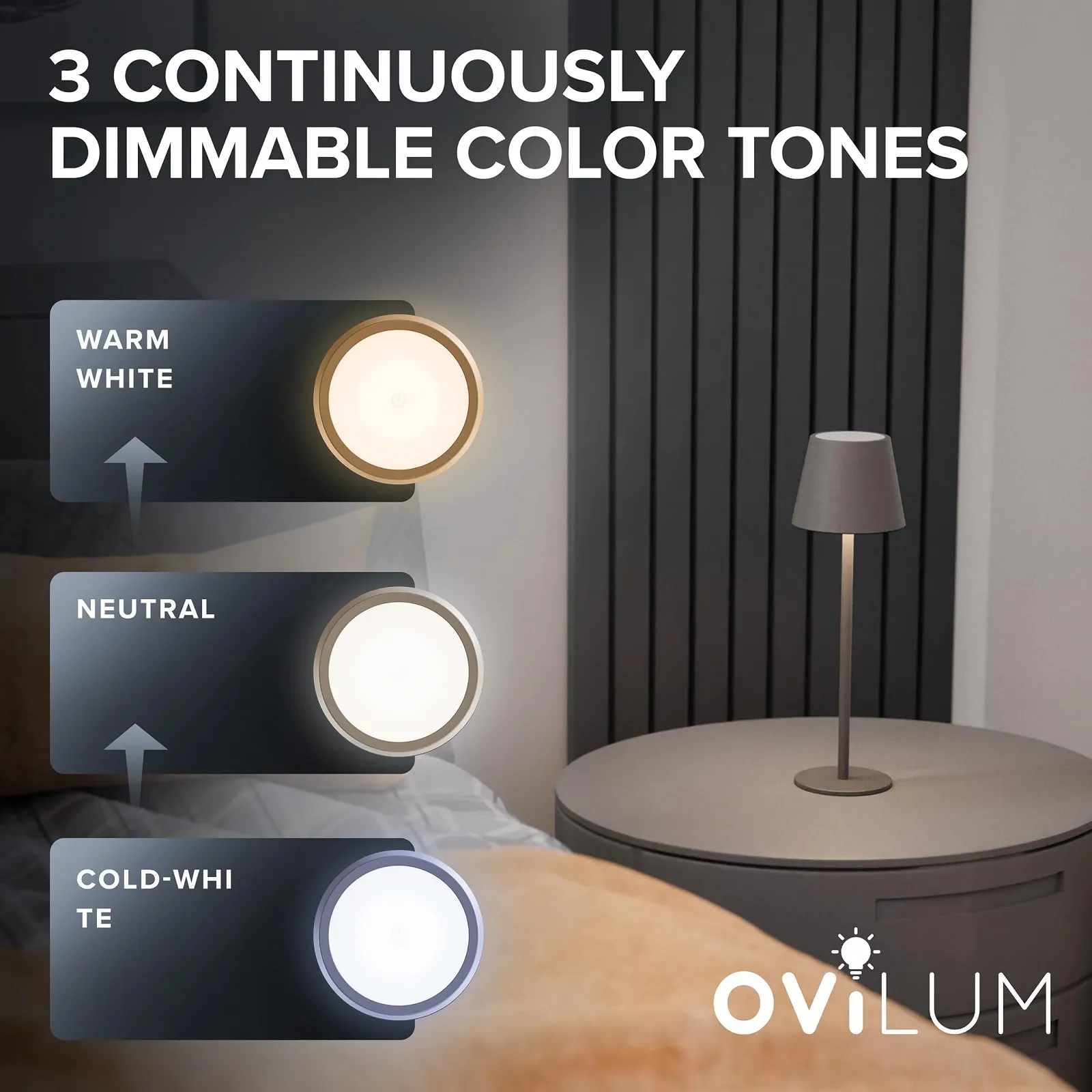 Настільна лампа Syrma Акумуляторна LED Алюмінієва Dimmable USB-C Антрацит, фото №3