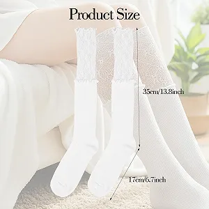 Шкарпетки до коліна Білі мереживні (2 пари) synthetic.ua - Фото 1