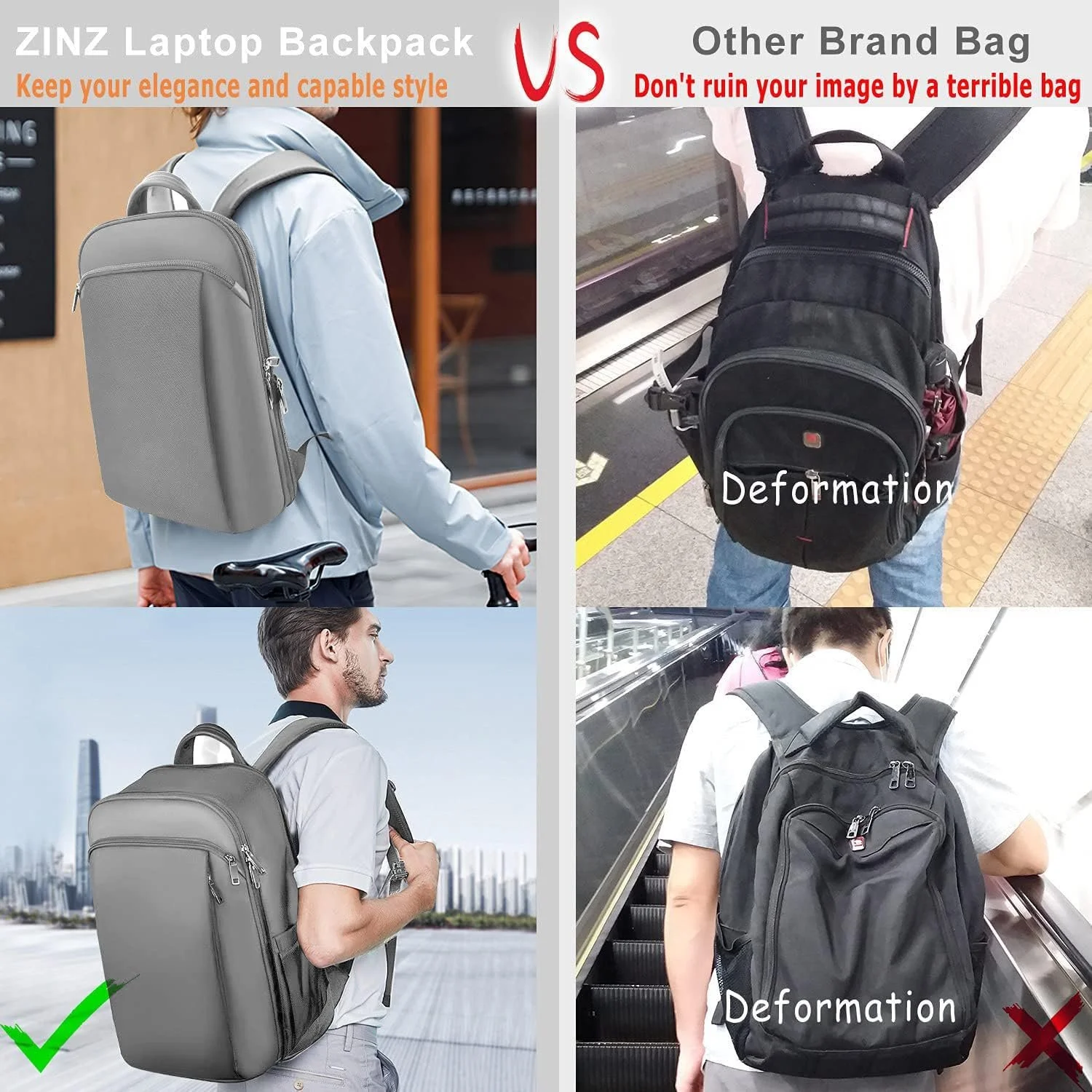 Рюкзак для ноутбука ZINZ Slim and Expandable 15 / 15.6 / 16 дюймів Anti-Theft Business Travel LG02Y01, фото №5 Рюкзак для ноутбука ZINZ Slim and Expandable 15 / 15.6 / 16 дюймів Anti-Theft Business Travel LG02Y01, фото №5
