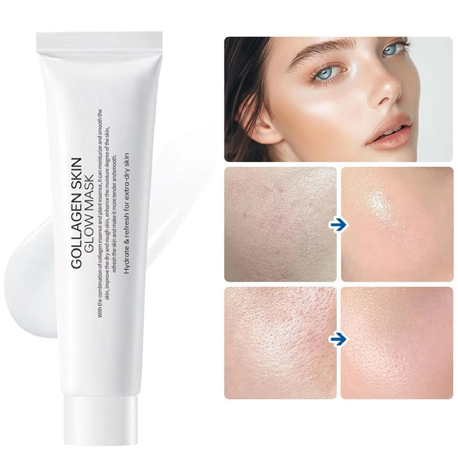 Маска для лица Молочная Korean, Collagen Wrapping Peel-Off Face Mask Pack, органическая маска для лица с коллагеном, увлажняющая и осветляющая, уменьшает дряблость и тусклость для сияющей кожи (2 шт.), фото №7