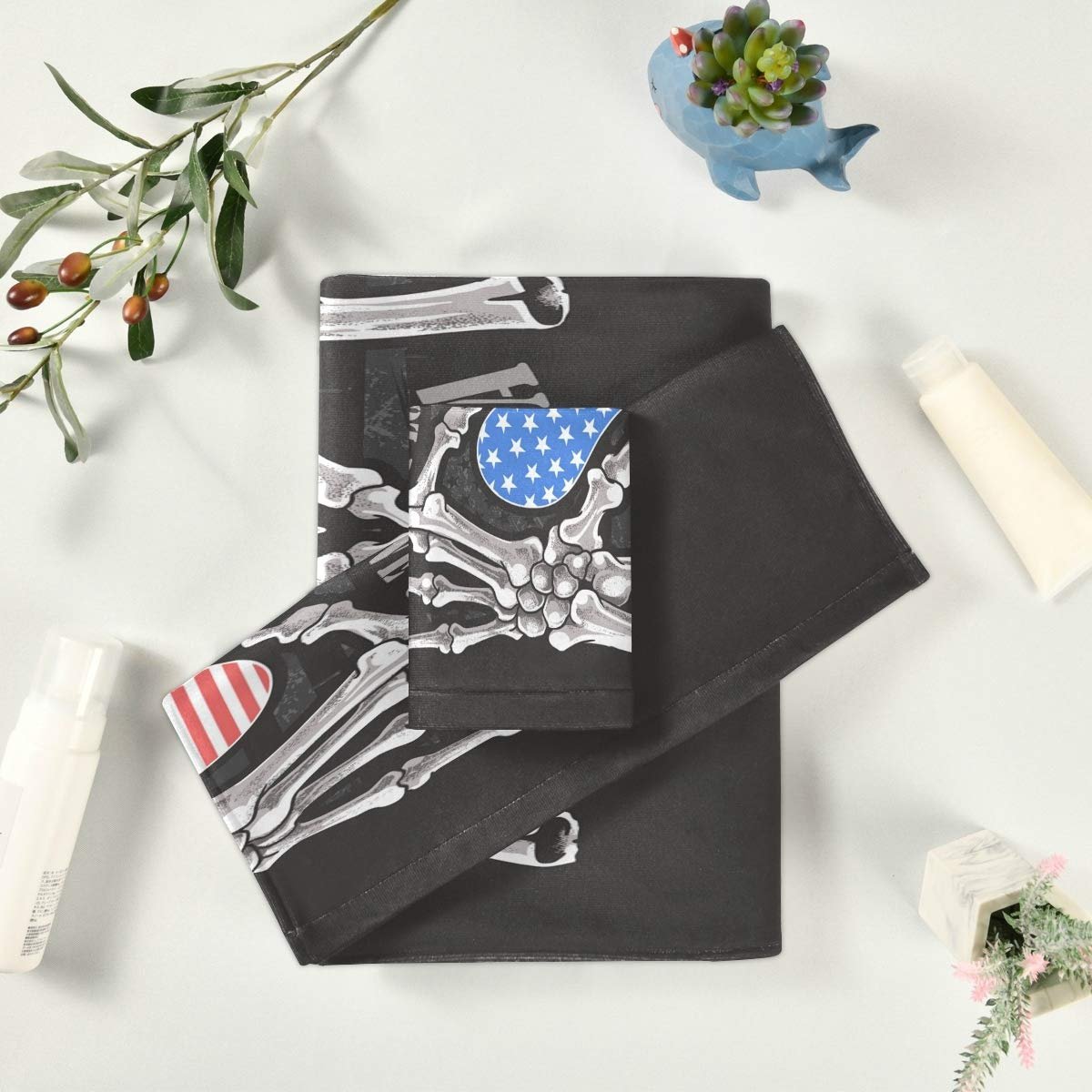 Набір рушників BEUSS Love Usa Forever Skull Bones 3 шт. 100% бавовна (1 банний, 1 для рук, 1 серветка), фото №6