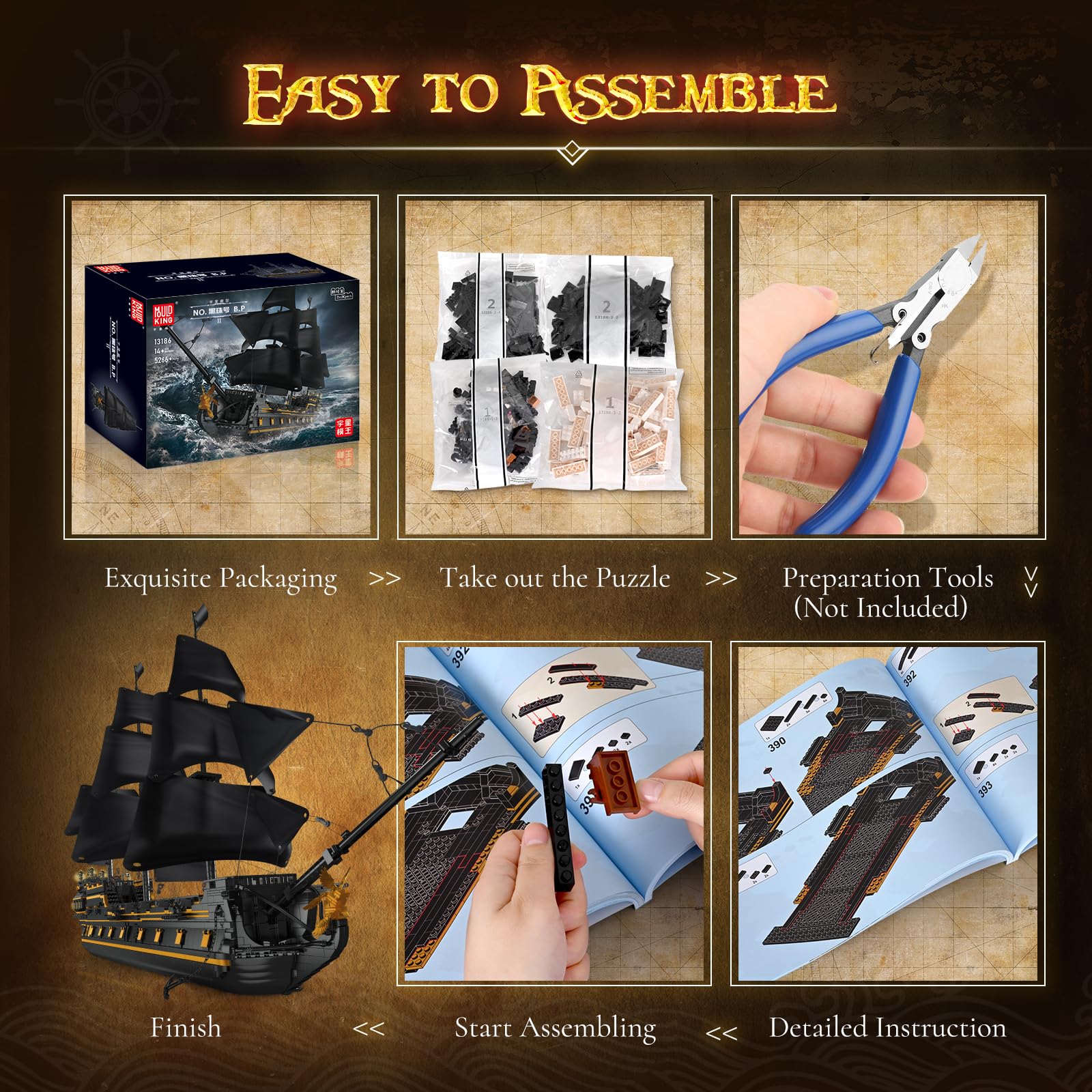 Конструктор Ixdregan Black Pearl Pirate Ship 5266 деталей черный, фото №7 Конструктор Ixdregan Black Pearl Pirate Ship 5266 деталей черный, фото №7