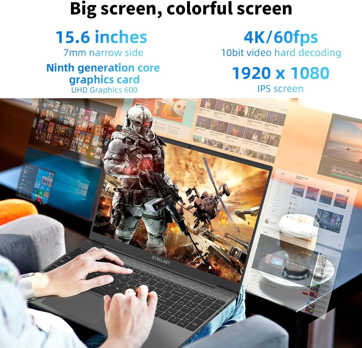 Ноутбук 15.6'' Teclast F16 Plus Intel Celeron N4100 RAM 8GB SSD 256GB  Windows11 Алюминиевый корпус Grey, фото №4