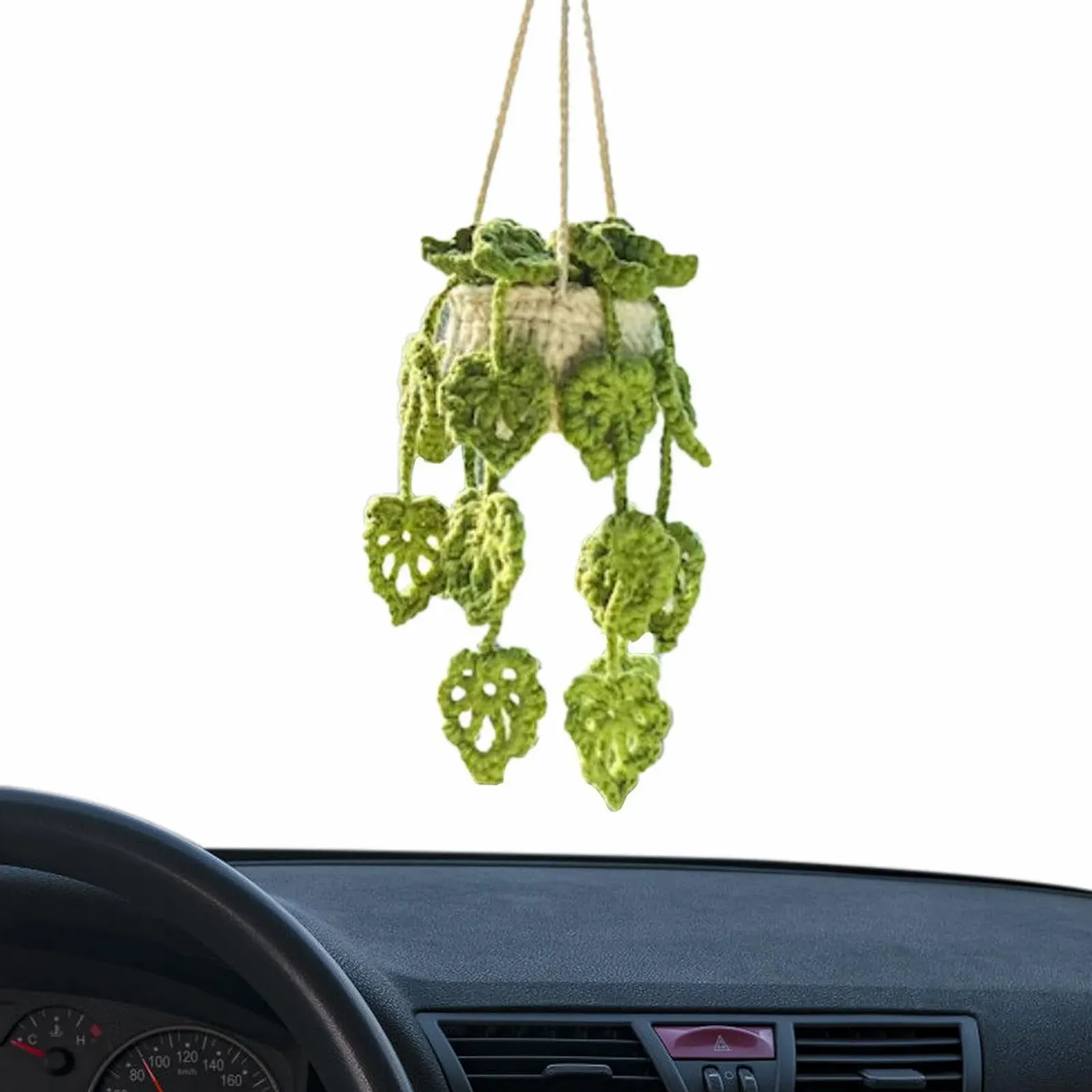 Подвесное украшение в автомобиль Crochet Plant вязаное в горшке, фото №1