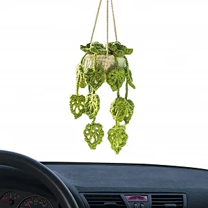 Подвесное украшение в автомобиль Crochet Plant вязаное в горшке - Фото 1