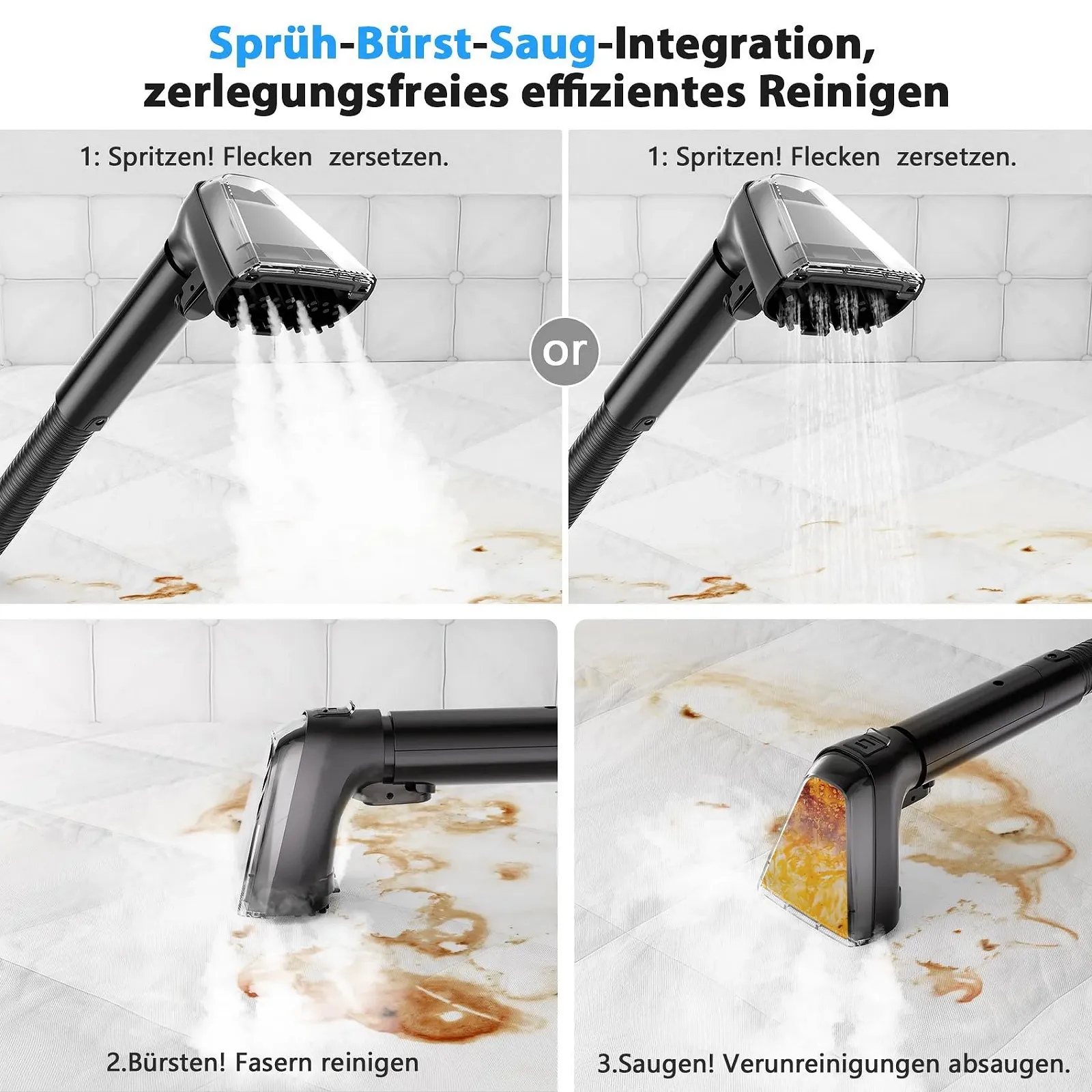 Пароочисник та мийний пилосос 1650 Вт 1.25 л 12 кПа, фото №5