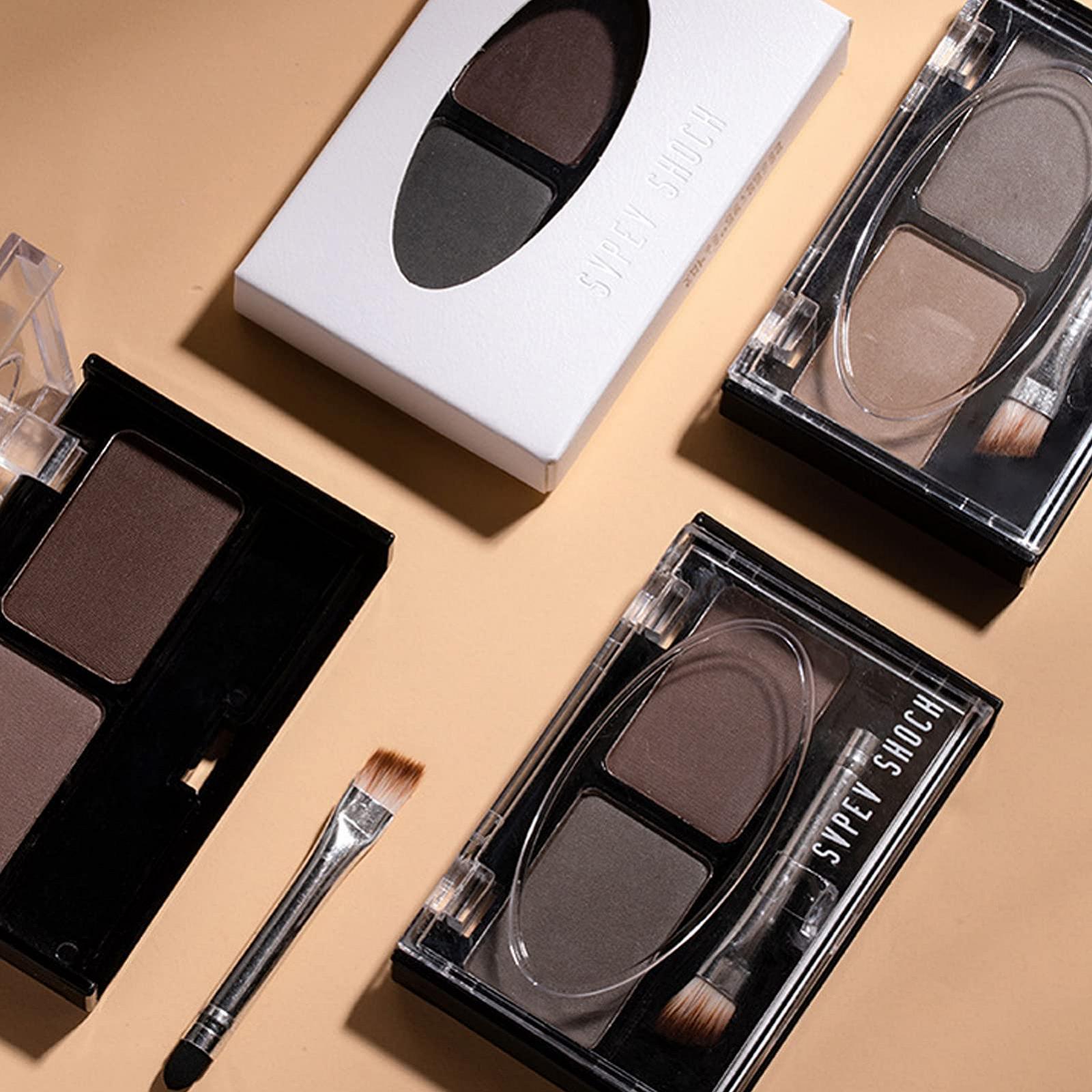 Пудра для бровей 2 цвета водостойкий стойкий светло-коричневый, фото №5