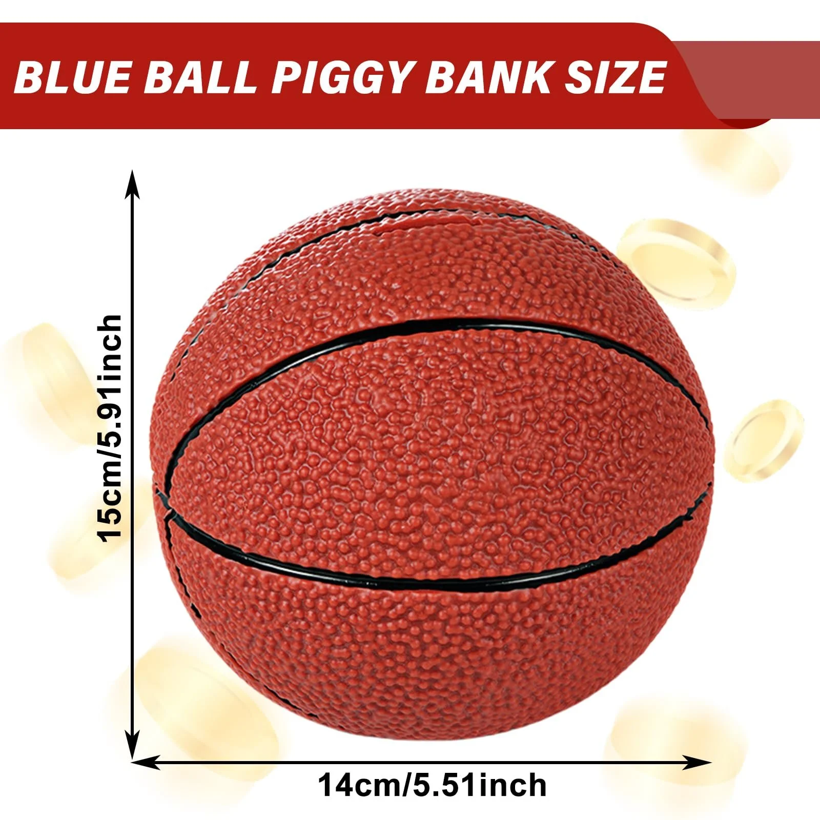 Скарбничка Баскетбольний м'яч 15 x 14 см Червона, фото №2