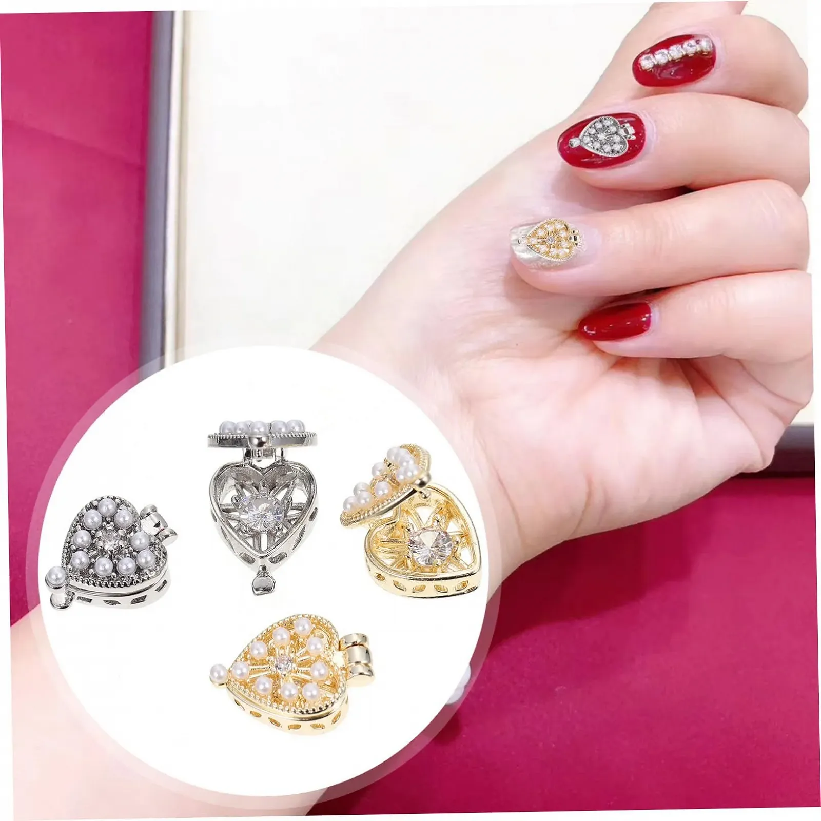 Шармы для ногтей Сердце Beavorty 12 шт. Декоративные украшения для маникюра, фото №6