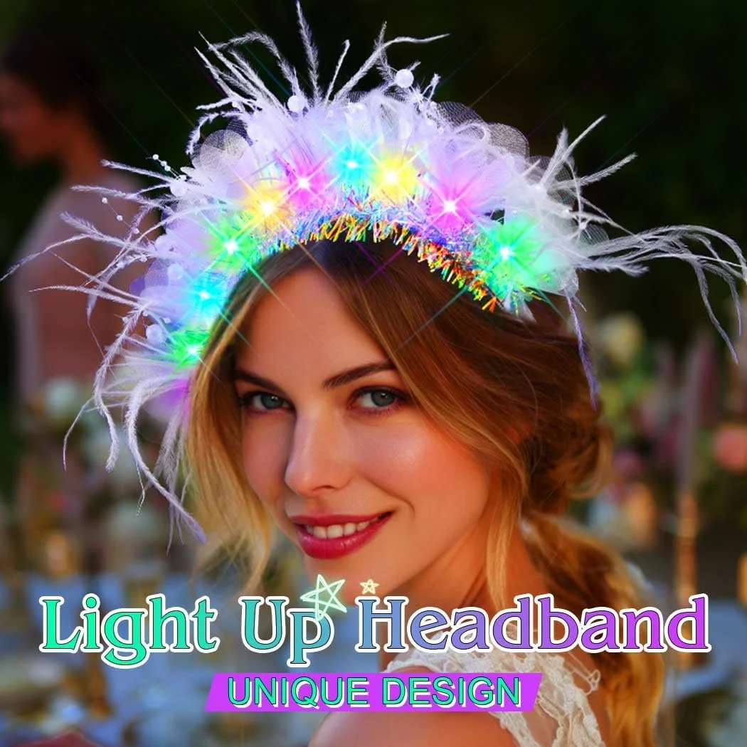 LED Обруч для волосся з пір'ям, фото №4