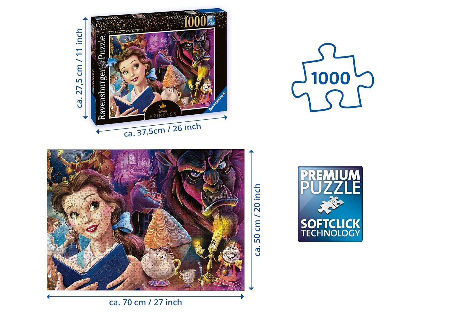 Пазл Ravensburger 16486 Belle the Disney Princess 1000 елементів, фото №3