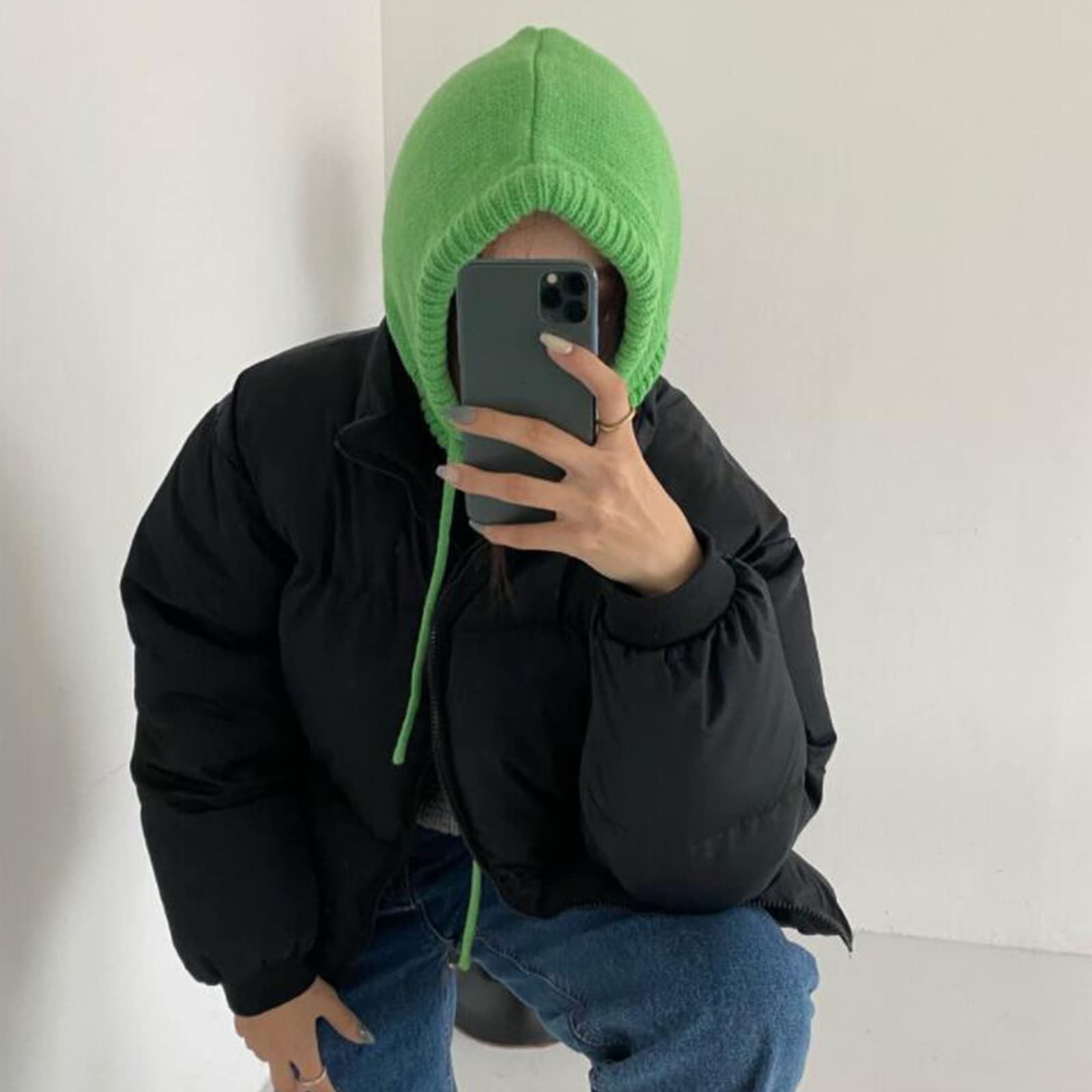 Вязаная шапка ISOLAY для защиты шеи из шерсти, зимняя теплая вязаная, фото №3