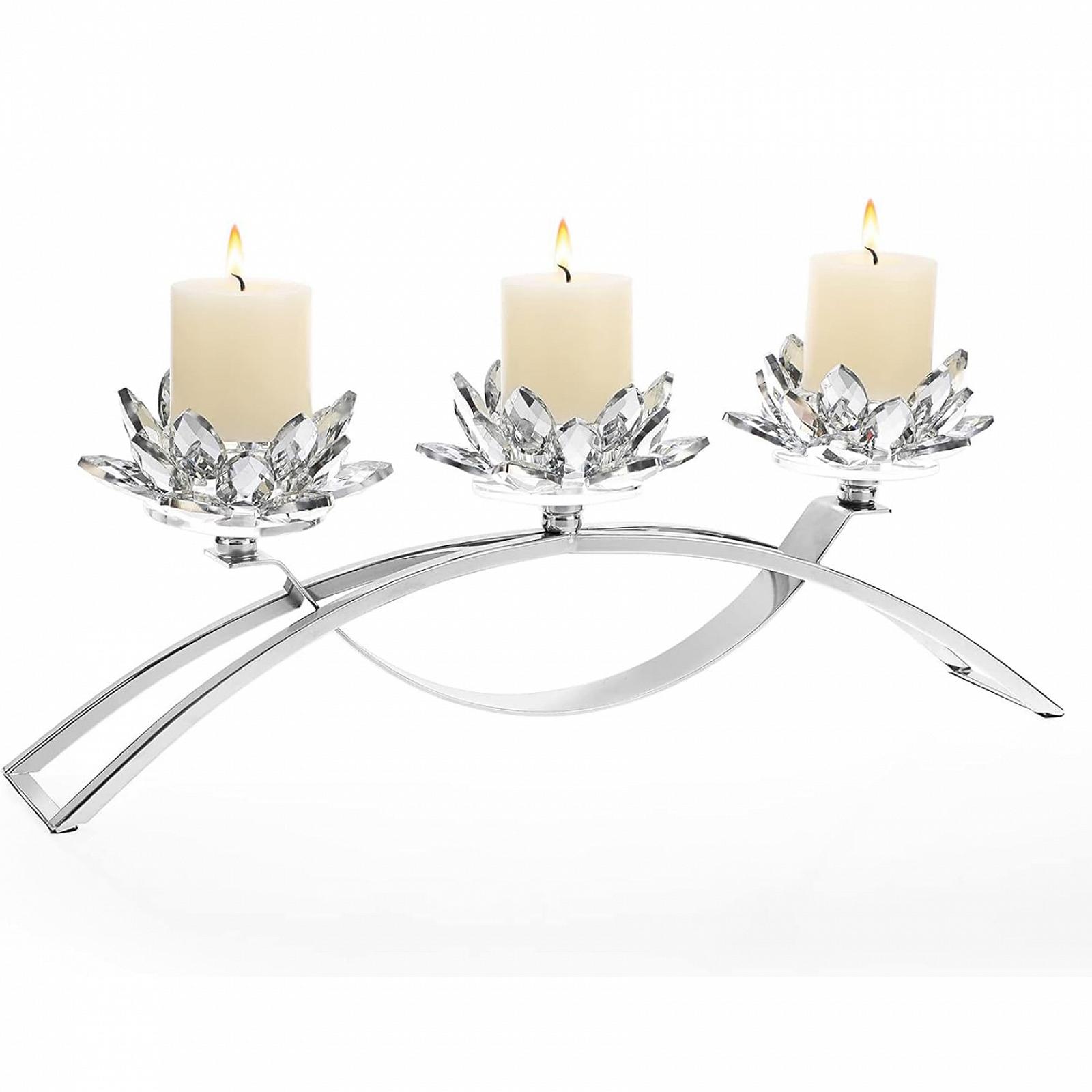 Подсвечник Crystal Splitter Arch Tea Lights 3 Arms Lotus Base, фото №5
