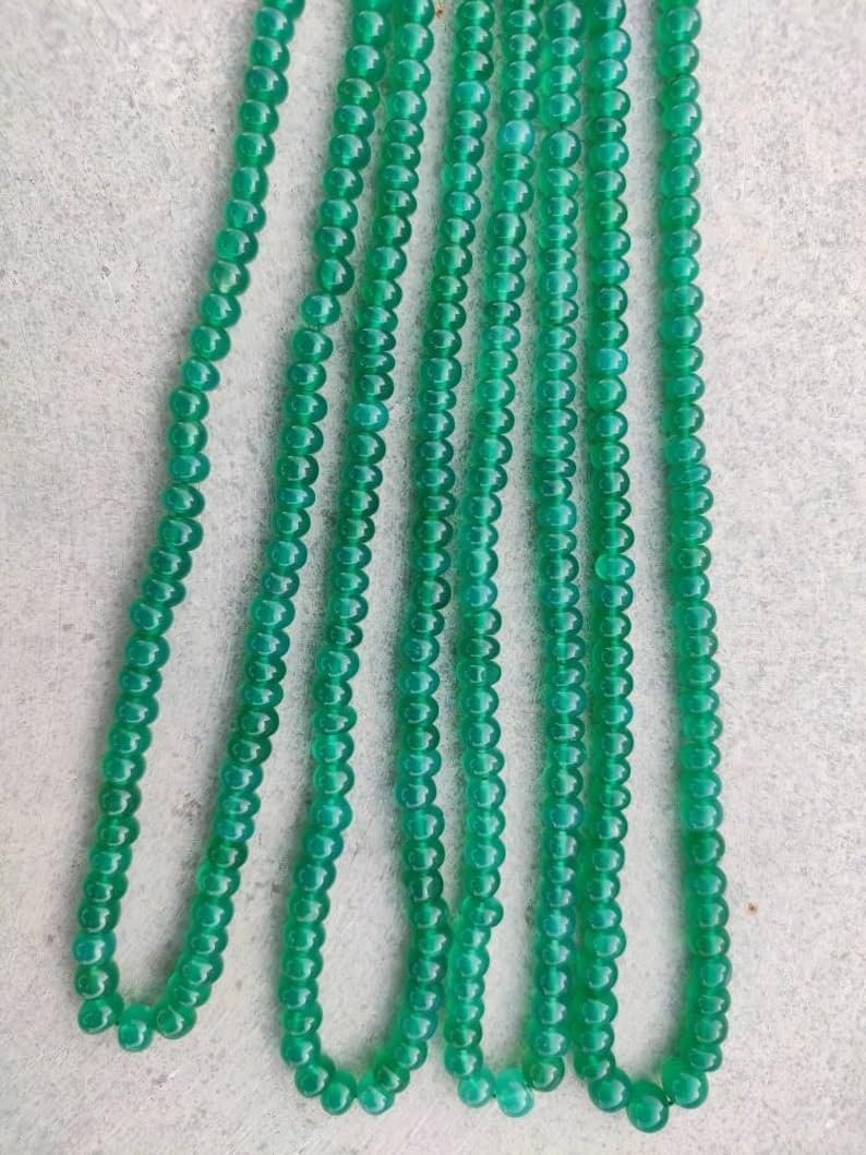 Круглые граненые бусины из натурального зеленого оникса 4-4.5, фото №3