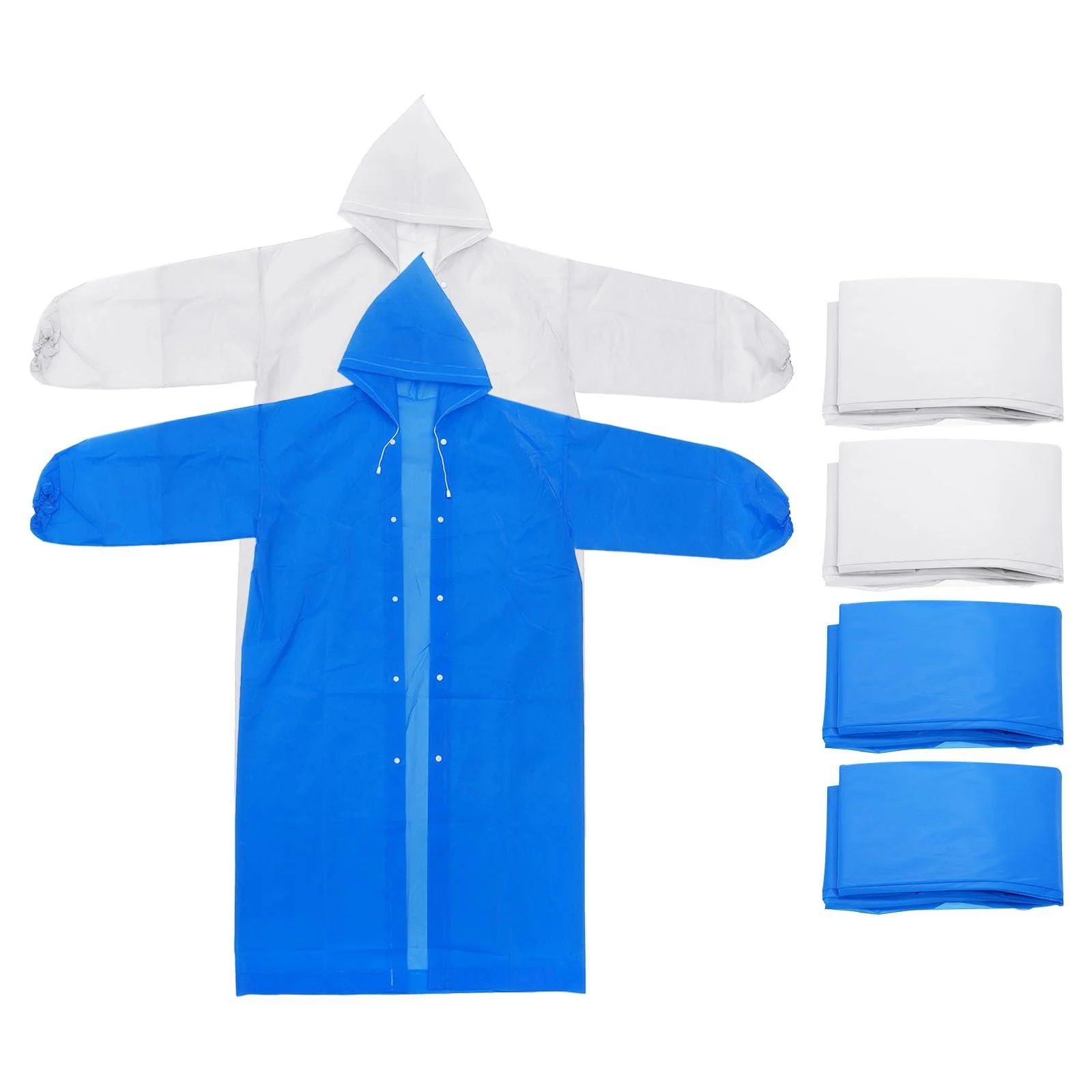 Пончо дощове PATIKIL 4 шт. Унісекс для виживання, багаторазові потовщені, сині, білі, фото №1