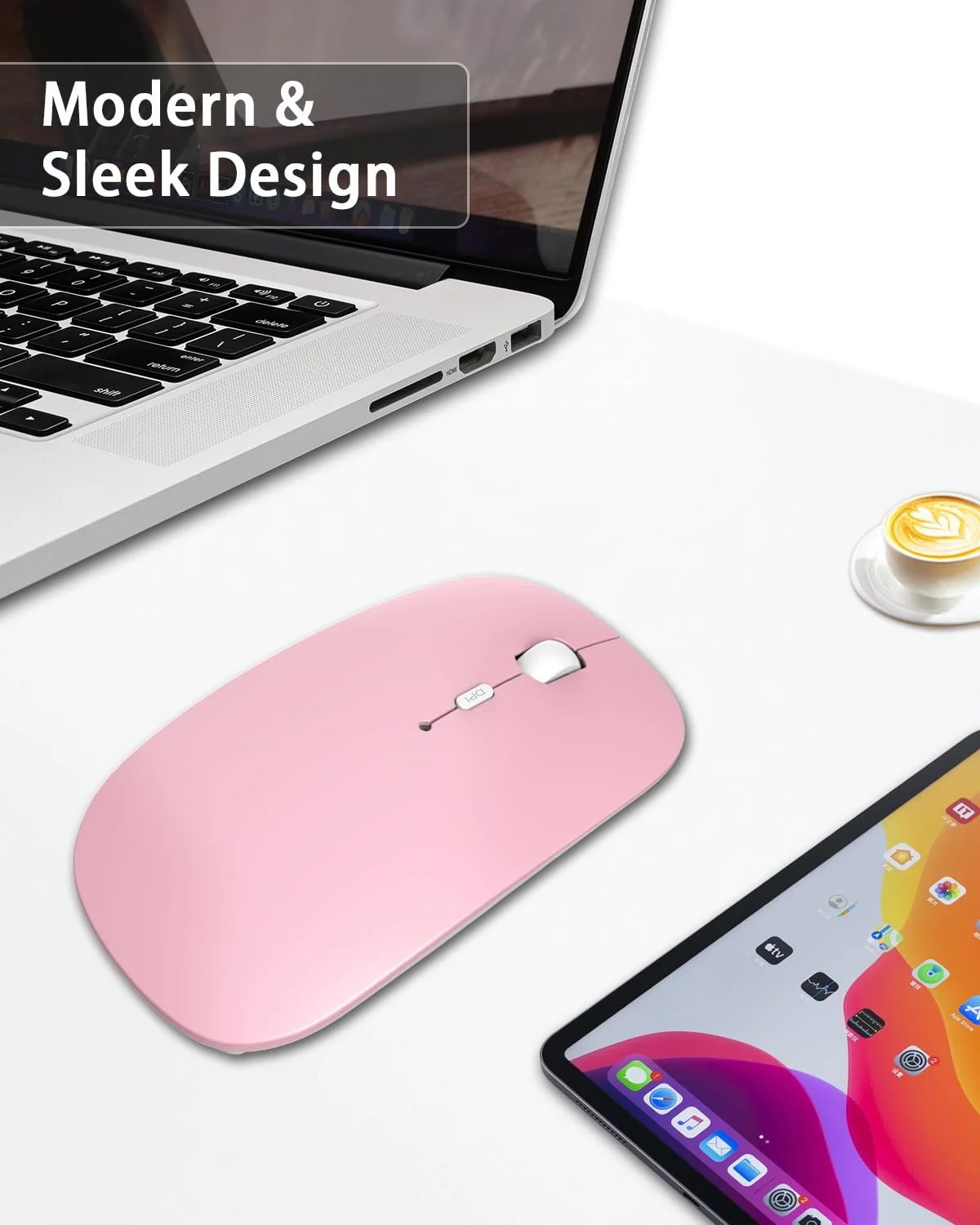 Мышь Bluetooth ANEWISH AE WISH Беспроводная Перезаряжаемая 3 DPI Розовая, фото №6