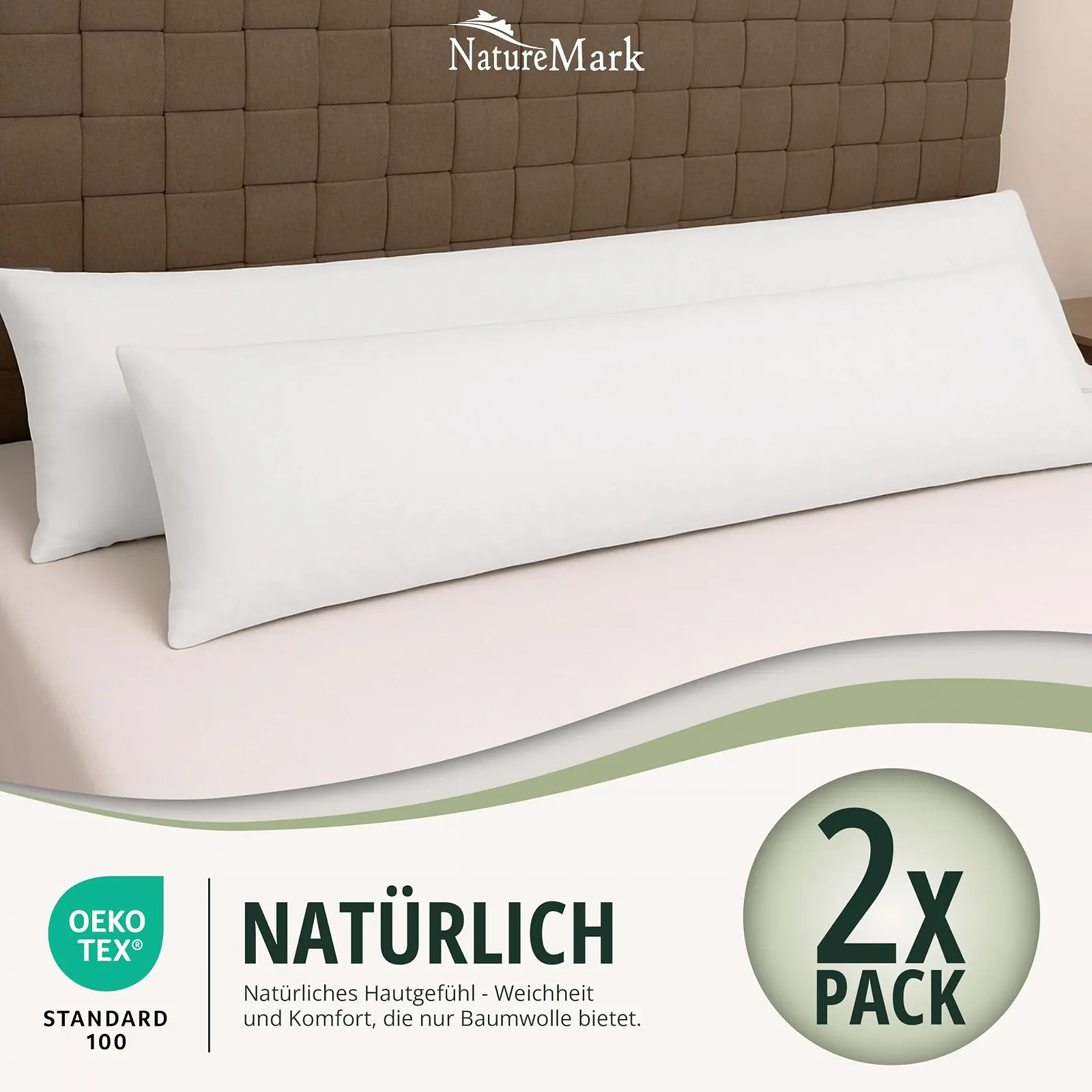 Наволочка NatureMark Джерсі (2 шт.) 40 x 145 см (для подушки для вагітних), біла, фото №6 Наволочка NatureMark Джерсі (2 шт.) 40 x 145 см (для подушки для вагітних), біла, фото №6