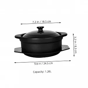 Каструля ABOOFAN керамічна з кришкою 1,26 л антипригарна з подвійними ручками для супу та тушкування synthetic.ua - Фото 1