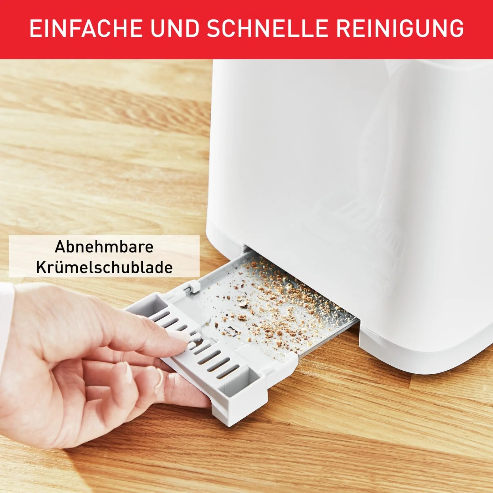 Тостер Tefal Sense TT6931 з 7 рівнями підсмажування, цифровим дисплеєм, зворотним відліком, підігрівом / розморожуванням, висувним піддоном для крихт, кнопкою зупинки, білий, фото №8