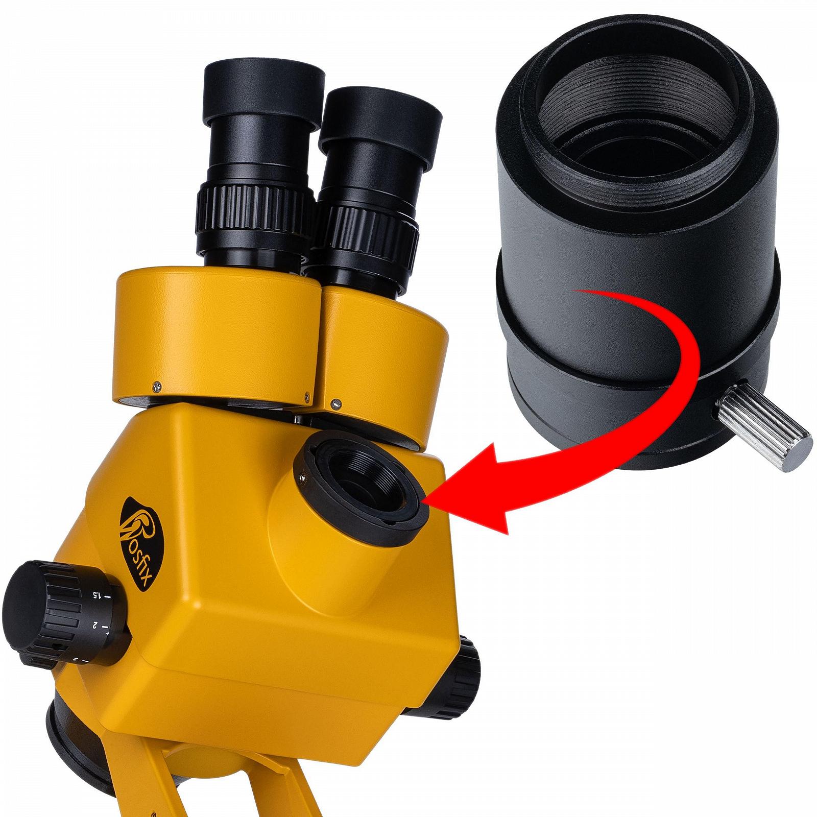 Микроскоп стереоскопический Rosfix Neptune Pro MSNP-T-WDMS3-O тринокулярный увеличение 7-45x, рабочее расстояние 100 мм, цвет оранжевый, фото №8