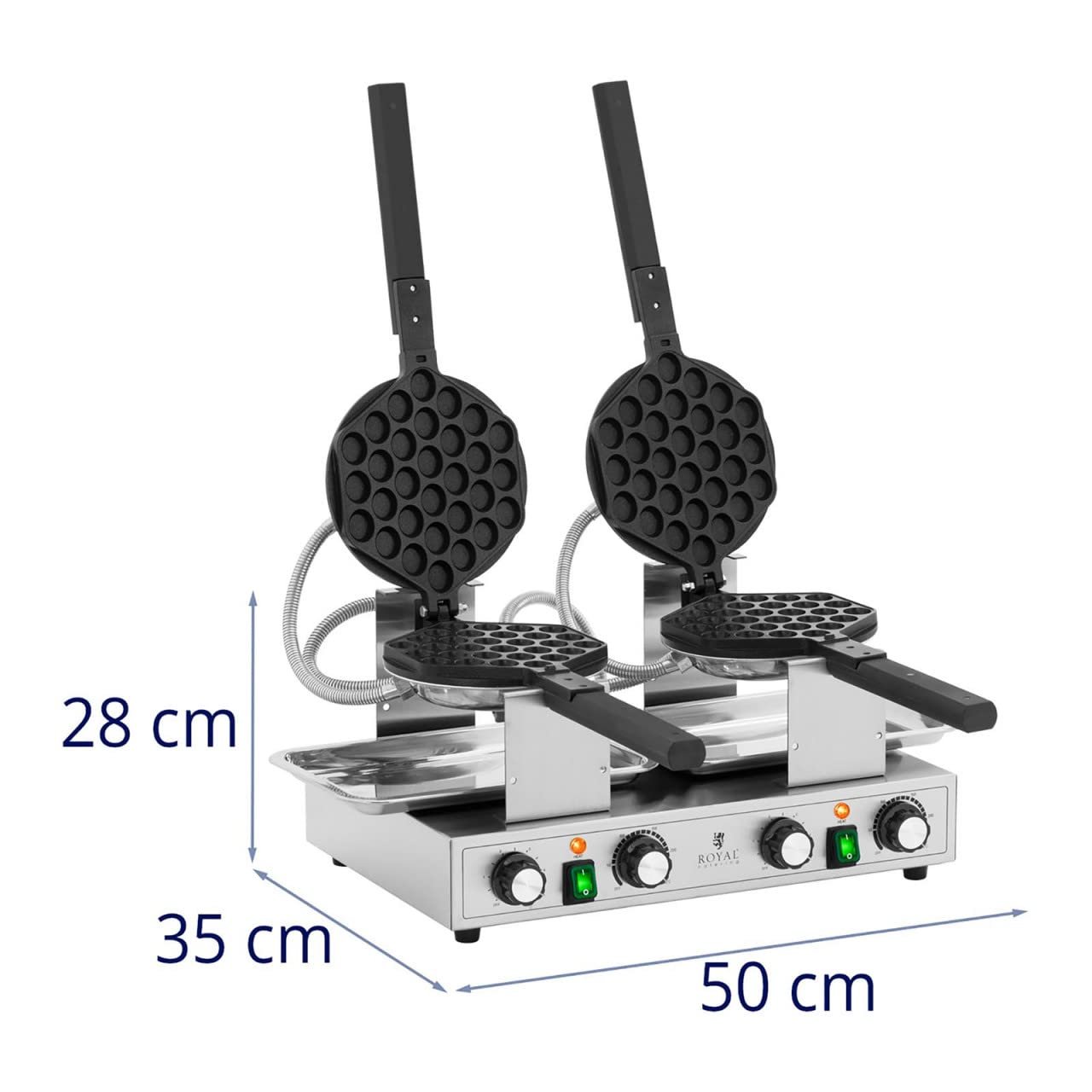 Вафельниця Royal Catering Bubble RCWM-2800-B 2 x 1400 Вт 50-250 °C Таймер: 0-5 хв, фото №7