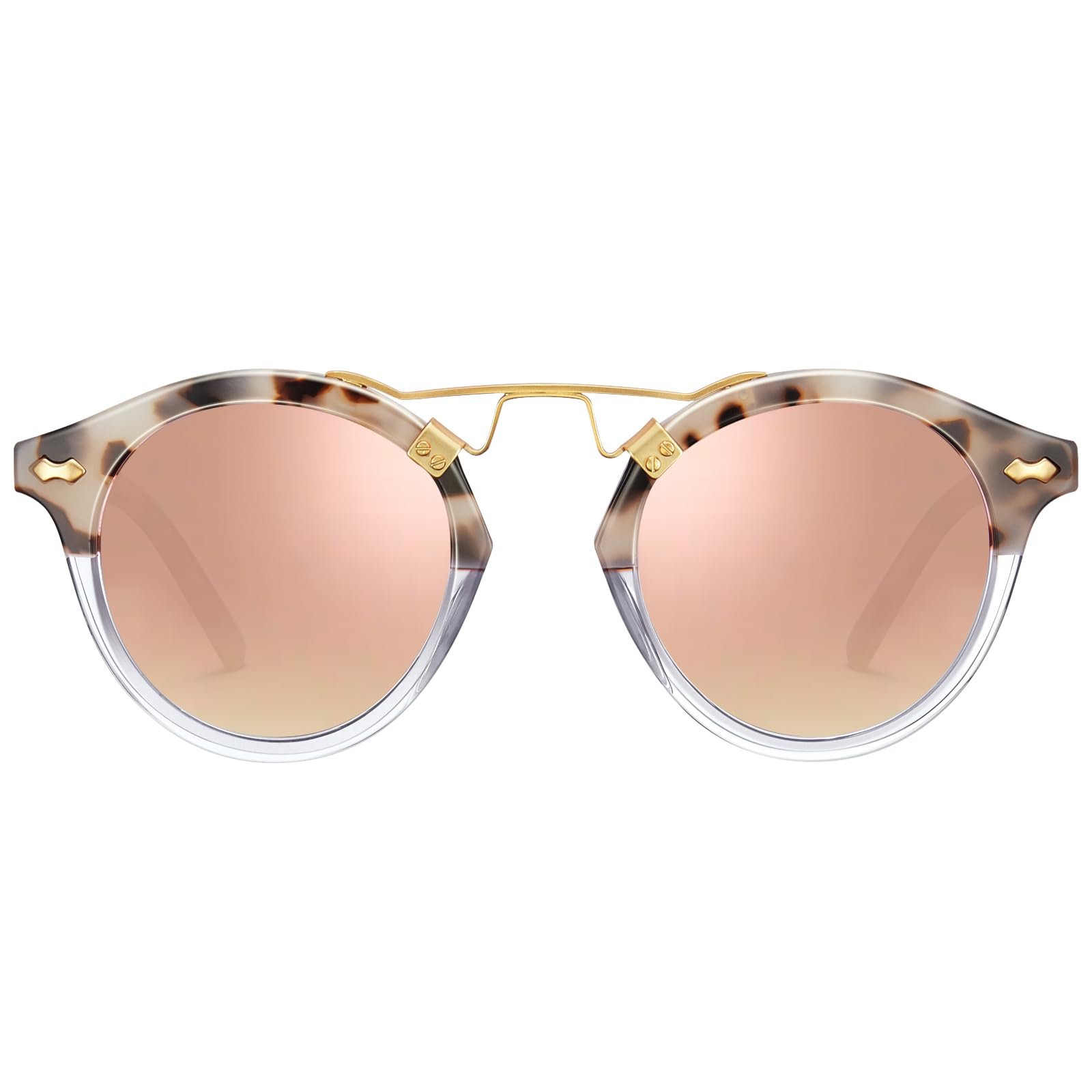 Сонцезахисні окуляри CARFIA круглі UV400 Поляризовані для вузького обличчя Модні з металевою перемичкою, фото №6