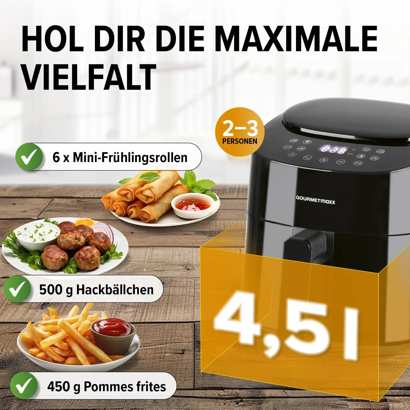 Мультипіч GOURMETmaxx 4.5 л 1400 Вт Таймер Сенсорний дисплей, фото №4