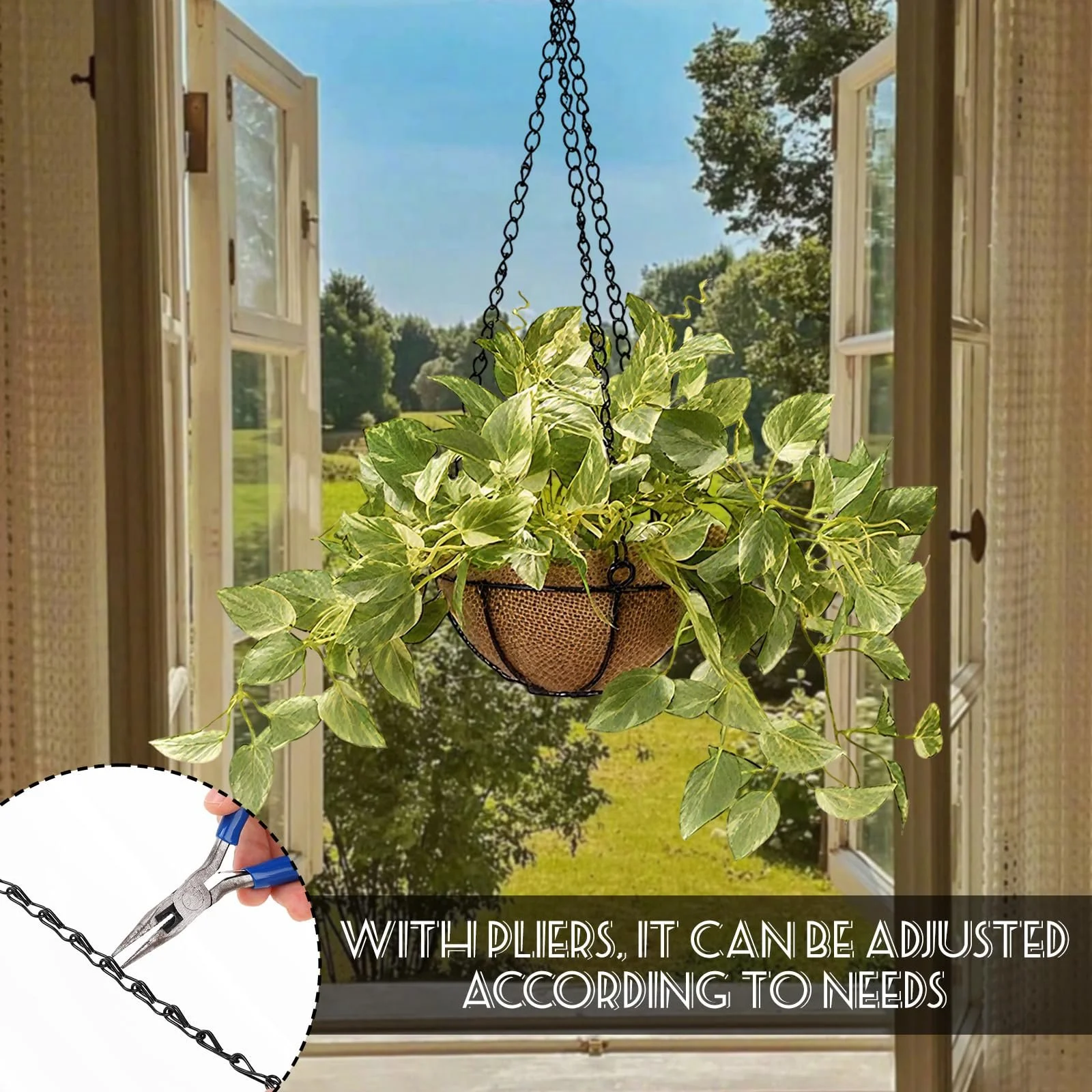 Цепь для подвесных корзин Pack of 6 40 см металлическая Черная, фото №4