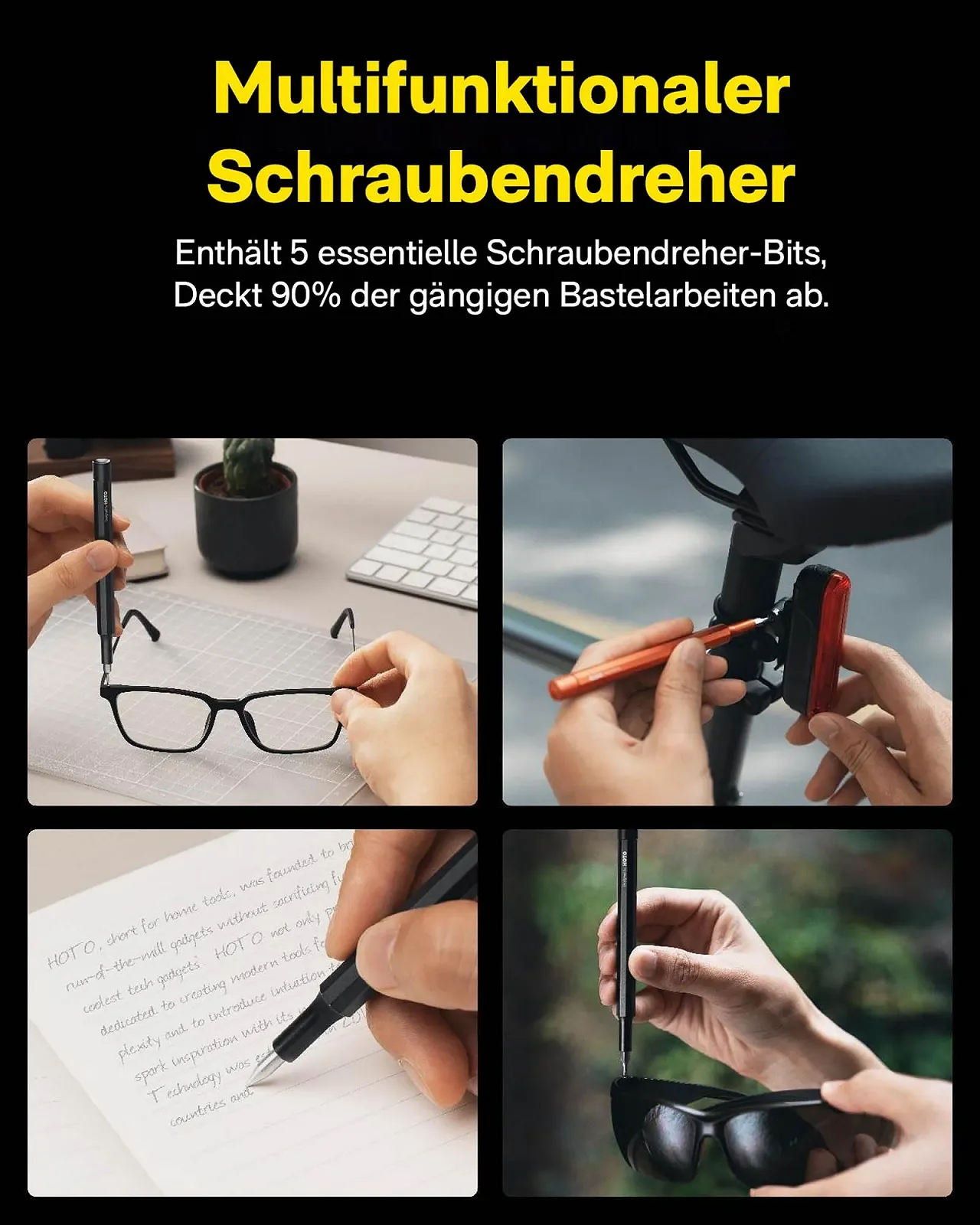 Прецизійна викрутка та вічний олівець HOTO 2-в-1 Mini Set Magnetic S2 Steel 4 біти, фото №6