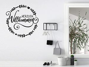 Наклейка на стіну GRAZDesign Herzlich Willkommen mit Kranz - Фото 1