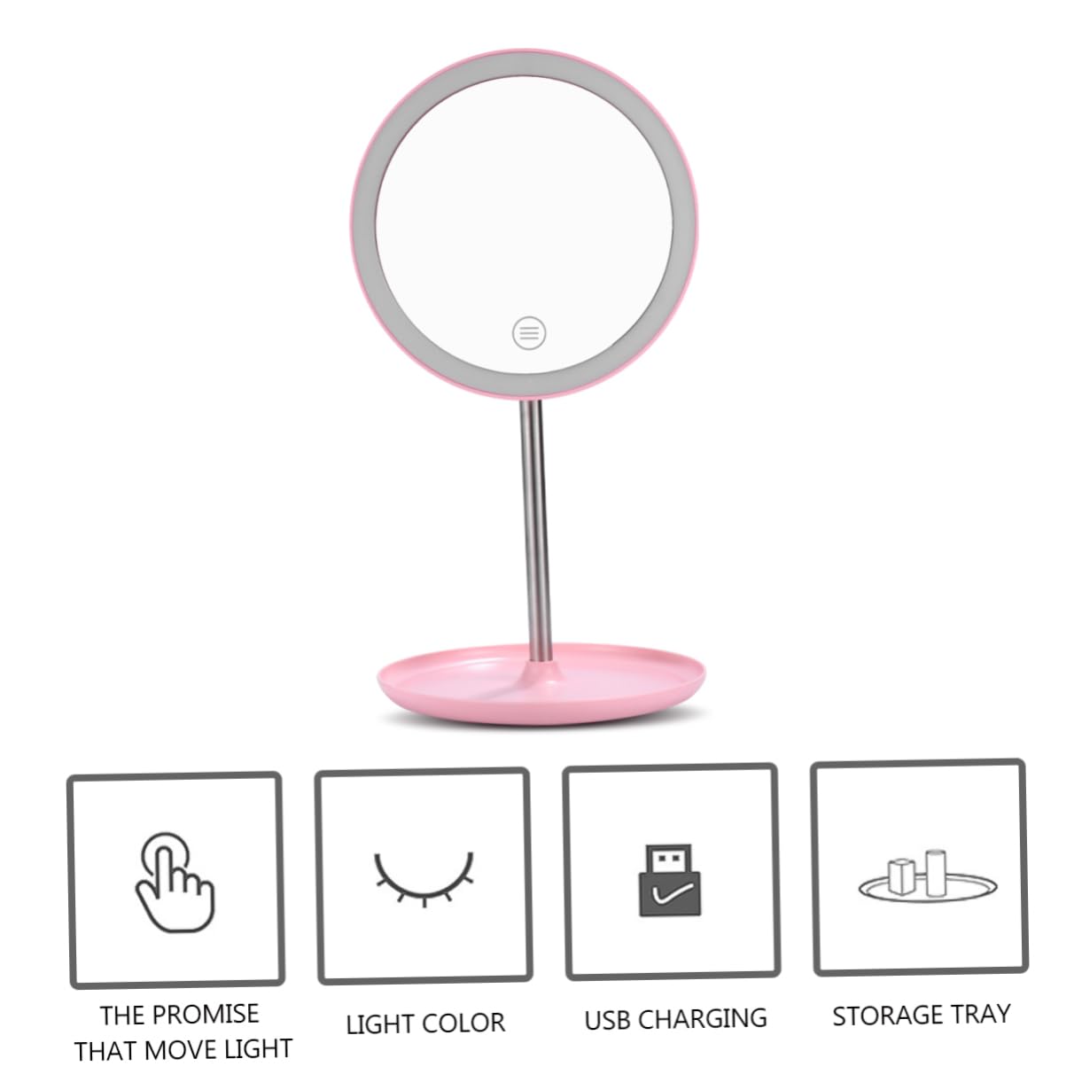 Зеркало Angoily LED с подсветкой интеллектуальная зарядка интеллектуальный дополнительный свет настольное многофункциональное косметическое зеркало студент настольное зеркало глянцевый, фото №2 Зеркало Angoily LED с подсветкой интеллектуальная зарядка интеллектуальный дополнительный свет настольное многофункциональное косметическое зеркало студент настольное зеркало глянцевый, фото №2