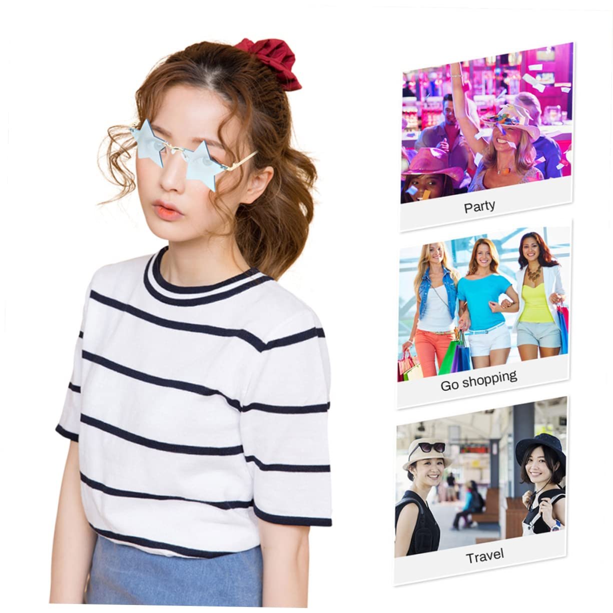 Сонцезахисні окуляри VALICLUD Зіркові сонцезахисні окуляри Без оправи Різні кольори, фото №4