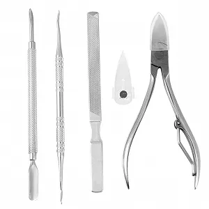 Набір кусачок для нігтів Healvian 5 предметів, професійний, нержавіюча сталь, сріблястий - Фото 1